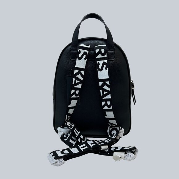 Karl Lagerfeld Paris Faux Leather Backpack With Eiffel Tower & Heart Pin Accents - Picture 3 of 10